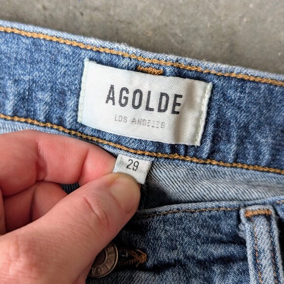 Agolde Willow Mid-Rise Slim Crop Jean Blue Denim size 29 - Picture 5 of 9